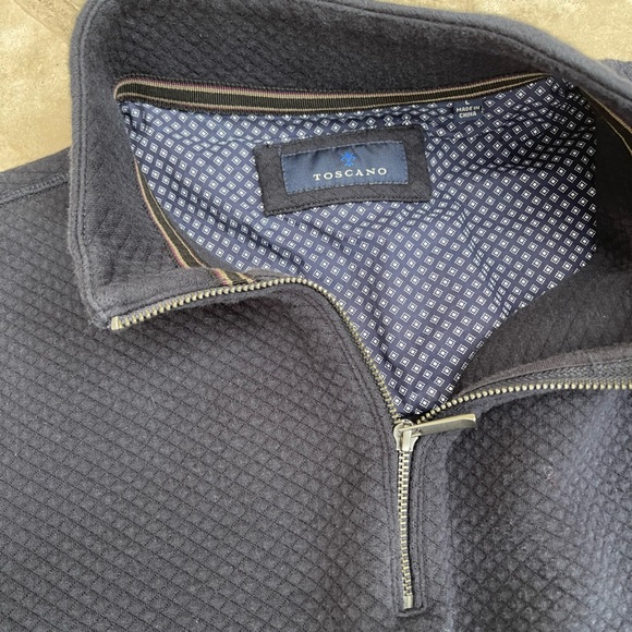 TOSCANO NAVY QUARTER ZIP. CONDITION IS USED. SZ L. - Picture 3 of 3